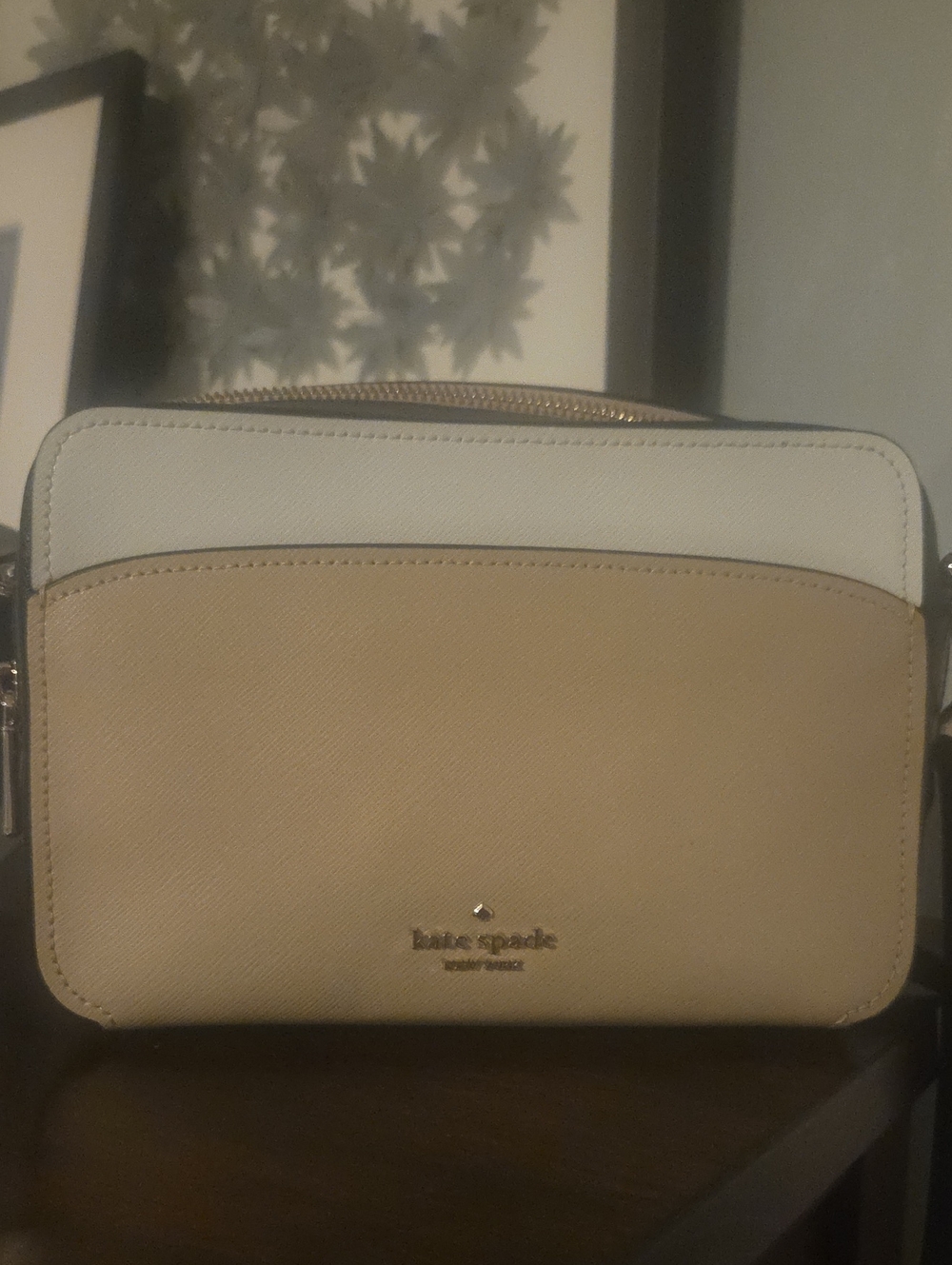 Kate Spade Lauryn Colorblock Two-Tone Leather Crossbody in Beige and Ivory - Picture 2 of 6